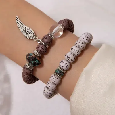 Bohemian Beaded Tassel Bracelet Set (2pcs)